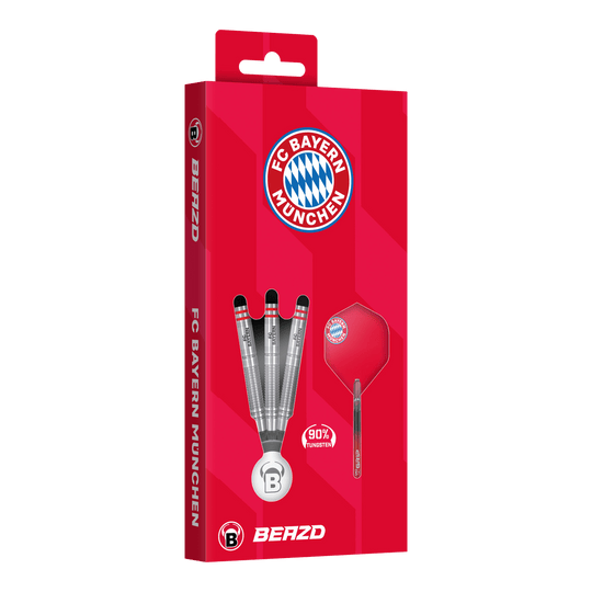Beazd FC Bayern Munich Tungsten Soft Darts - 18g Beazd FC Bayern München Tungsten Softdarts – 18g als Set sichtbar. Die Darts sind mit Aufdruck und typischer Form dargestellt.