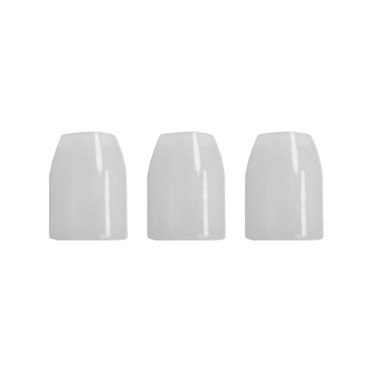 LSF9_L-Style_Champagne-Ringe_Transparent_2 Das Bild zeigt drei nebeneinander stehende, glänzende, champagnerfarbene Nägel. Der Hintergrund ist transparent.