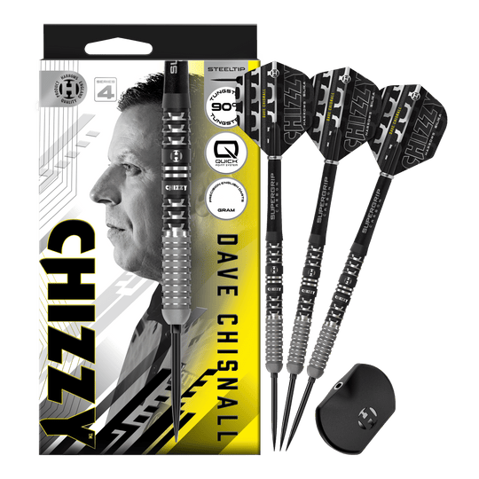 Harrows Dave Chisnall Chizzy Series 4 Quick Point Steeldarts Abgebildet sind die Harrows Dave Chisnall Chizzy Series 4 Quick Point Steeldarts in der Vollansicht. Diese Steeldarts bieten hohe Qualität und ein ansprechendes Design.
