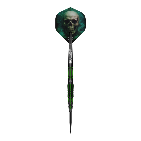 Bullet Poison steel darts Das Bild zeigt einen einzelnen Bullet Poison Steeldart. Dieses Produkt bietet hochwertige Verarbeitung für Dartspieler.
