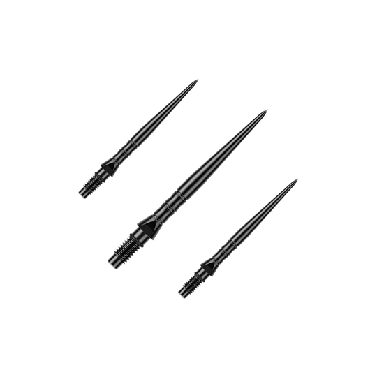 Winmau Switch Point Wave steel dart tips - black Das Bild stellt ein Set schwarzer Steeldartspitzen in der Länge von 26 mm dar. Dieses Set ist für Steeldartspieler gedacht.