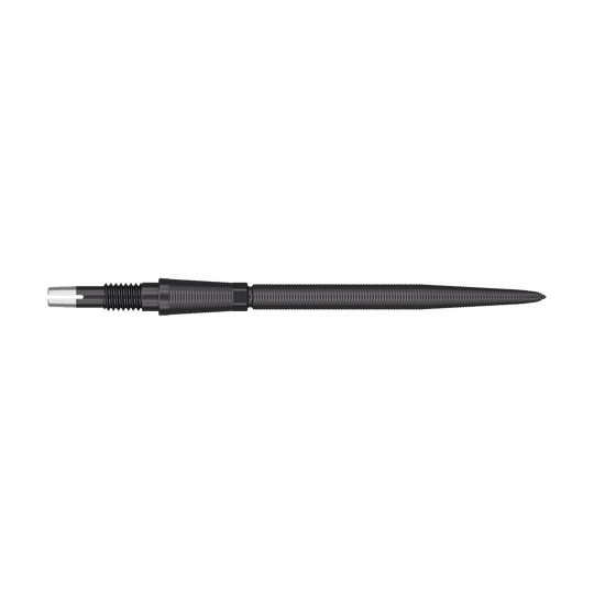 Target Swiss Storm Nano Point Dartspitzen - Schwarz Dies ist eine schwarze Dartspitze mit feinem Gewinde und schlanker Form. Sie besteht aus Metall und ist etwa 35 mm lang.