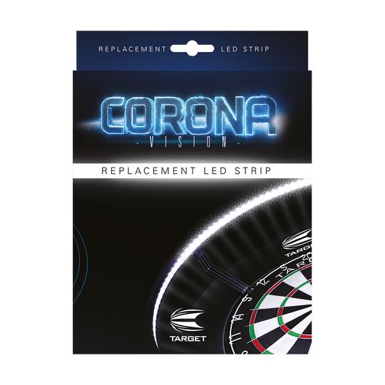 119655_Target-Corona-Ersatzteil-LED-Band-4 Das Bild zeigt die Verpackung des Produkts „Target CORONA Vision Ersatzteil LED-Band“. Es ist als Ersatz-LED-Streifen für eine Dartboard-Beleuchtung dargestellt.