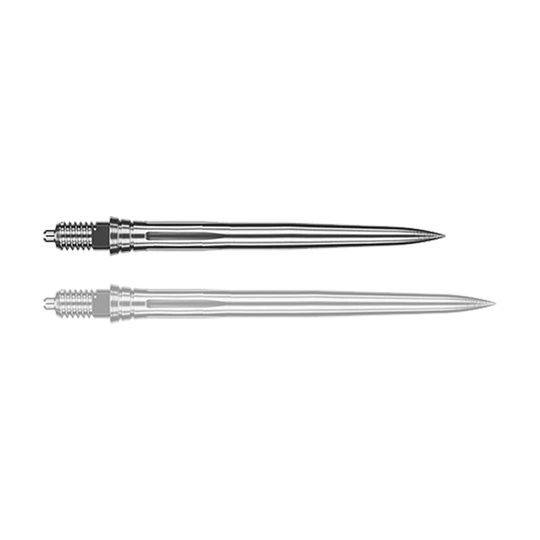 Caliburn EVO dart tips EZ - Smooth - Silver Abgebildet sind silberne Dartspitzen im glatten Design. Sie sind geeignet für verschiedene Dartpfeile.