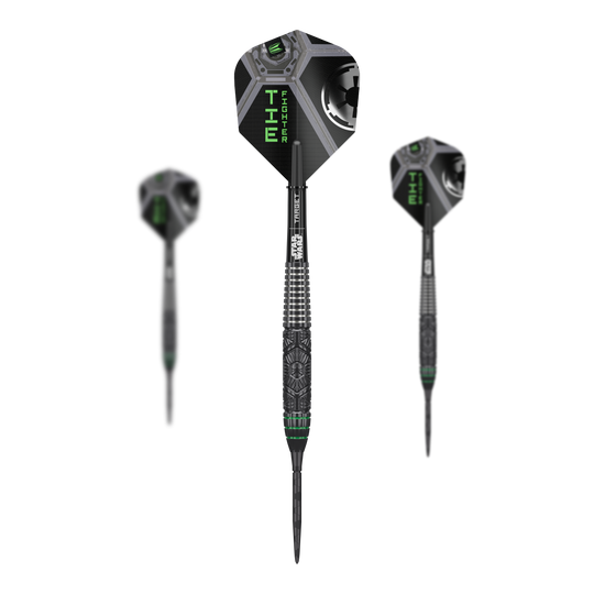 Target Star Wars Tie Fighter Swiss Point Steel Darts Target Star Wars Tie Fighter Swiss Point Steeldarts sind auf dem Bild zu sehen. Das Produkt wird als Set von Steeldarts dargestellt.