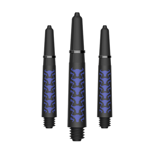 Bulls NL Capo Carbon Shafts - Blue Zu sehen sind BullsNL Capo Carbon Shafts in Blau, Größe Short 34mm. Das Produkt ist ein Set aus Kohlefaser-Dartschäften.