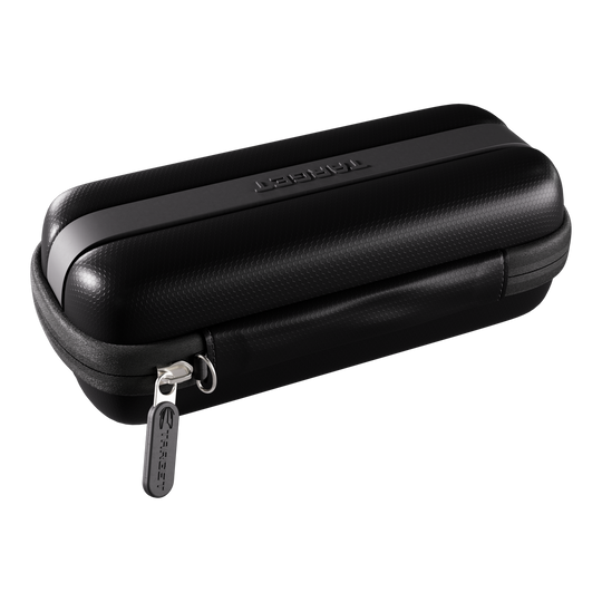 Abgebildet ist ein schwarzes Dartcase. Es handelt sich um das Modell '450140_Target_BOA_Dartcase_Schwarz_Schwarz_1'.