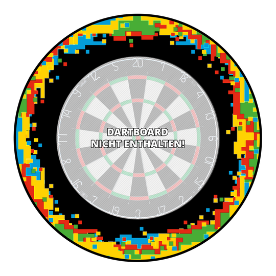 McDart Pixel Dartboard Surround Das Bild zeigt ein Produkt mit dem Namen 'MSF-H1_McDart_Pixel_Dartboard_Surround_Schwarz_3'. Es handelt sich hierbei um einen schwarzen Dartboard-Surround.