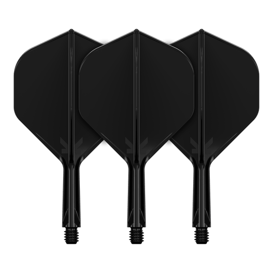 Target K-Flex No2 Standard Flight System - Black Abgebildet ist ein Produkt mit dem Namen 410019_Target_K-Flex_No2_Standard_Flights_Schwarz_19mm_2. Es handelt sich wahrscheinlich um schwarze Standard-Flights für Darts.