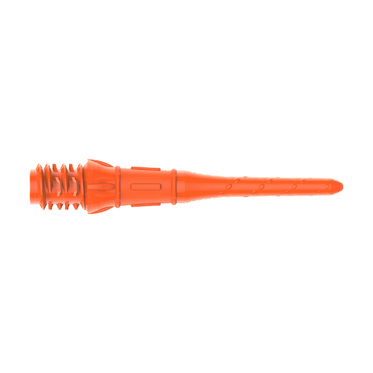 Premium Lippoints (30er Pack) - Spitzen Das Bild zeigt eine orangefarbene Dartspitze aus Kunststoff. Sie hat ein Gewinde am einen Ende und ist am anderen Ende spitz zulaufend.