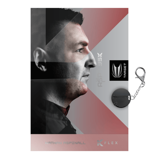 Target Nathan Aspinall 95K Swiss Point Steel Darts Abbildung der Target Nathan Aspinall 95K Swiss Point Steeldarts. Das Bild zeigt die Details und das Design der Pfeile.