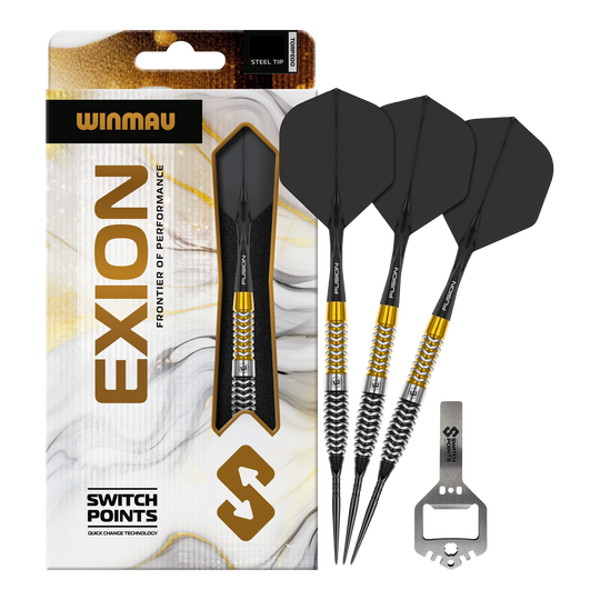 Winmau Exion Torpedo Switch Points Steeldarts Das Bild zeigt vermutlich Winmau Exion Torpedo Switch Points Steeldarts in voller Ansicht. Es handelt sich um ein Dartprodukt für Dartspieler.