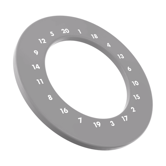 HD Numbers Dartboard Surround - Custom Colors Das Bild zeigt ein weiteres graues Dartboard Surround ohne Logo. Es ist eine praktische Ergänzung für jedes Dartboard.