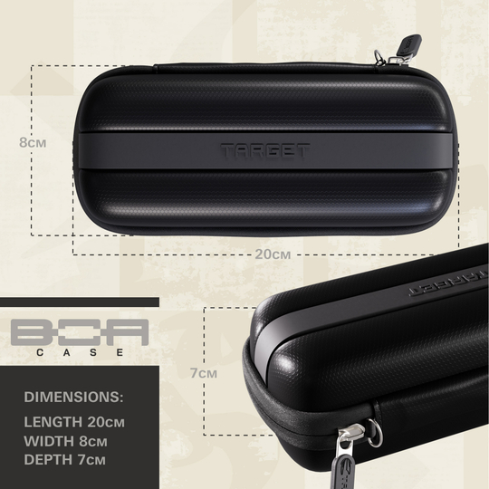 Zu sehen ist ein schwarzes Dartcase. Das Bild zeigt das Modell '450140_Target_BOA_Dartcase_Schwarz_Schwarz_T2'.