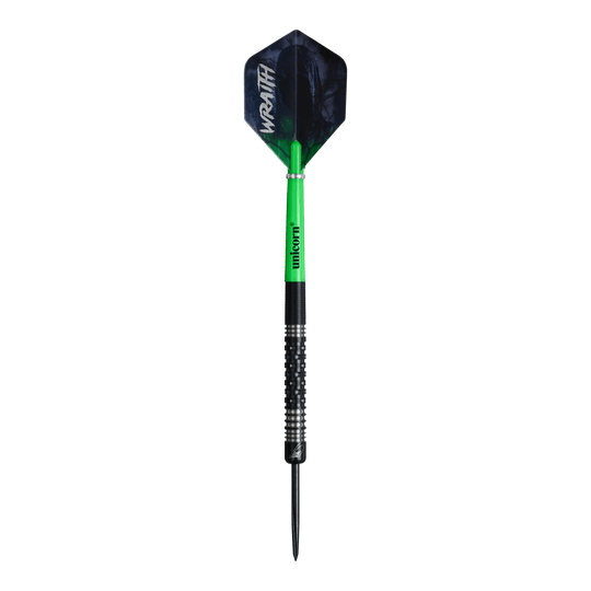 Unicorn Wraith James Wade Steeldarts sind auf dem Bild dargestellt. Sie haben ein modernes Design und sind hochwertig verarbeitet.