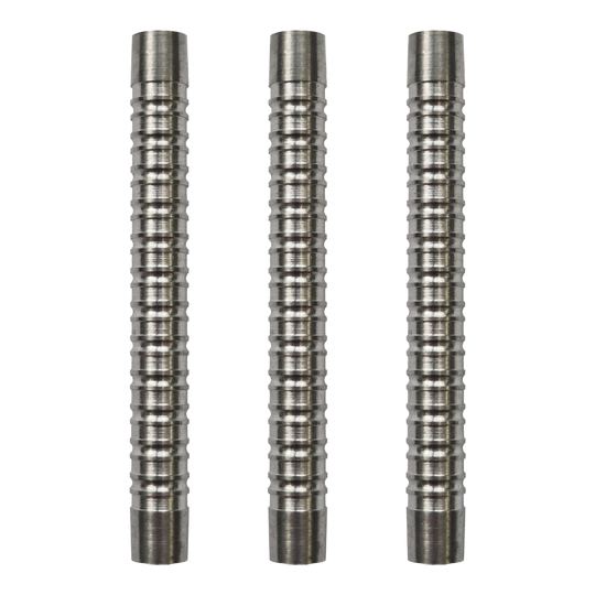 McDart Double Ring Softdart Barrels - 18g Das Bild stellt ein Set von McDart Double Ring Softdart Barrels - 18g dar. Die Dart-Barrels sind zusammen in einer Reihe dargestellt.