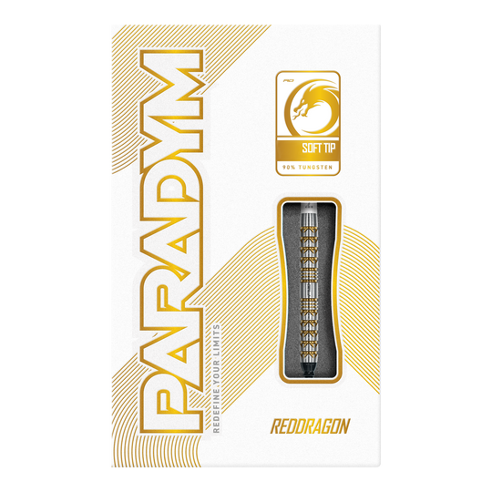 Red Dragon Paradym Gold Parallel Softdarts - 20g Hier sind die Red Dragon Paradym Gold Parallel Softdarts - 20g abgebildet. Sie zeigen elegante goldene Darts mit parallelem Schaft.