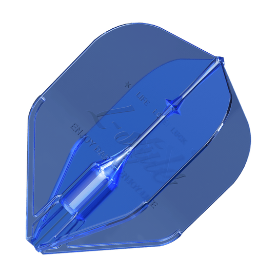 L-Style Fantom L1EZ Flights Blue Das Bild zeigt einen blauen L-Style Fantom L1EZ Flight für Darts. Er hat eine durchsichtige, moderne Optik und ist in einem Stück geformt.