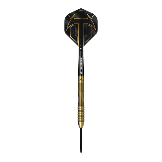 Mission Viktor Tingstrom Gold Steel Darts - 22g Mission Viktor Tingstrom Gold Steeldarts - 22g Darts abgebildet. Das Bild zeigt das Design und die Farbe der Steeldarts.