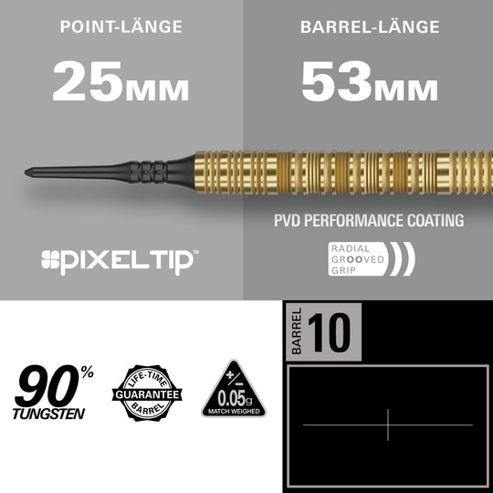Zu erkennen sind die Target Bolide Envy 10 Softdarts. Das Produkt eignet sich für Softdart-Spiele.