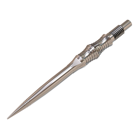 Harrows Quick Point Apex Spire Elite Series Dartspitzen in Silber. Die Spitzen sind silberfarben und präzise gearbeitet.