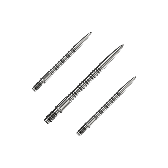 Mission R2.5 Rapid Point GV1 Dart Tips - Silver Abgebildet ist ein Set Mission R25 Rapid Point GV1 Dartspitzen in Silber mit 30mm Länge. Das Set eignet sich als Zubehör für Dartspieler.