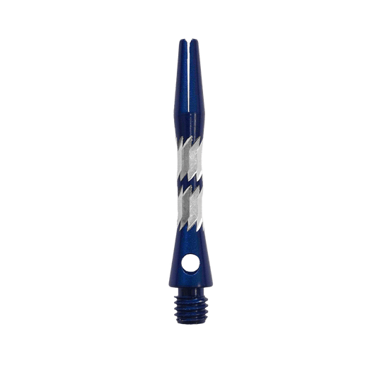 Abgebildet sind Bulls NL Minor Aluminium Shafts in Blau, 33 mm lang. Die Schäfte sind für Dartpfeile geeignet.
