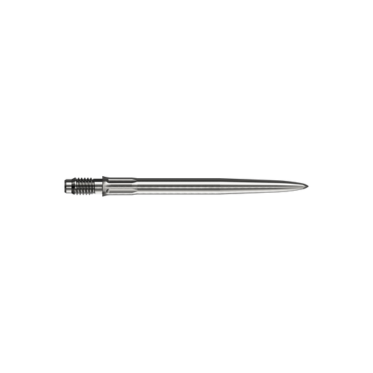 Mission R2.5 Rapid Point SM1 Dart Tips - Silver Mehrere silberne Dartspitzen sind dargestellt. Es handelt sich um Mission R25 Rapid Point SM1 Dartspitzen mit 30mm Länge.