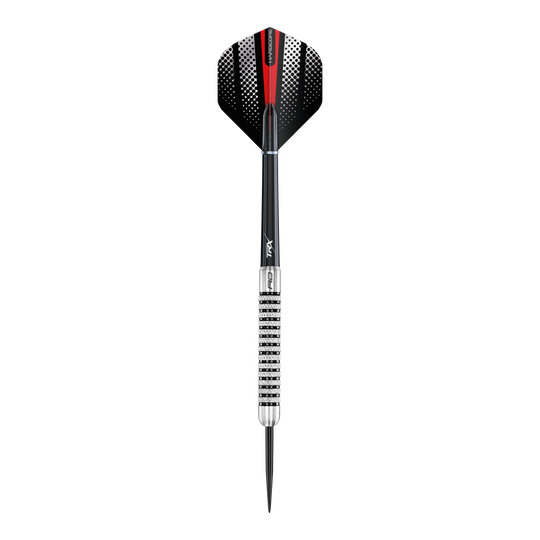Red Dragon Flightmaster Fury 2 steel darts - 25g Das Bild zeigt die Red Dragon Flightmaster Fury 2 Steeldarts mit 25-Gramm-Gewicht. Die Darts verfügen über eine spezielle Grip-Oberfläche für bessere Kontrolle.