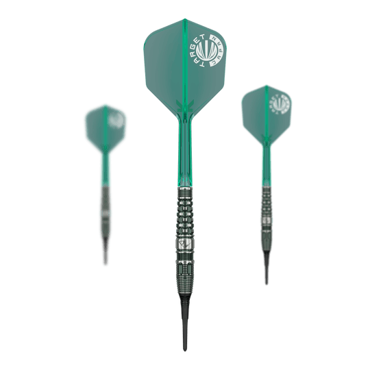 Hier sehen Sie Target Japan Prime Series PW GEN 3 Softdarts - 19g als komplettes Set. Das Set ist ideal für Softdartspieler geeignet.