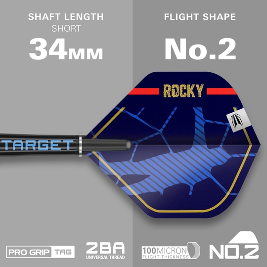Target Josh Rock GEN1 Soft Darts - 20g Das Bild zeigt einen Softdart aus der Serie "Target Josh Rock GEN1" mit einem Gewicht von 20g. Der Schaft ist 34 mm lang und der Flight hat die Form Nr. 2.