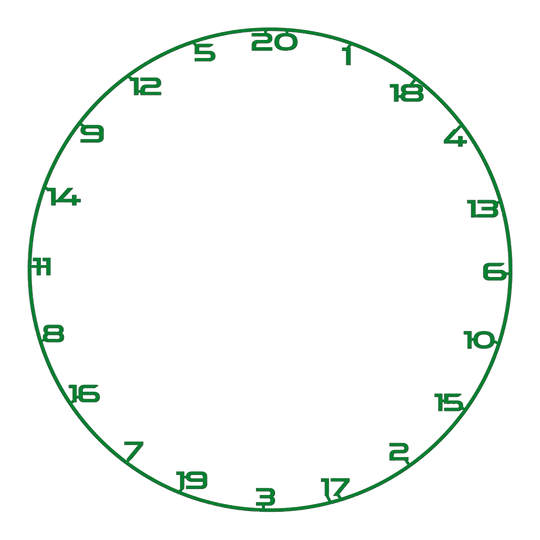 Dieses Bild zeigt ein Dartboard-Zahlenring in Grün. Es ist ideal für Dartboards und wird oft zum Zählen verwendet.