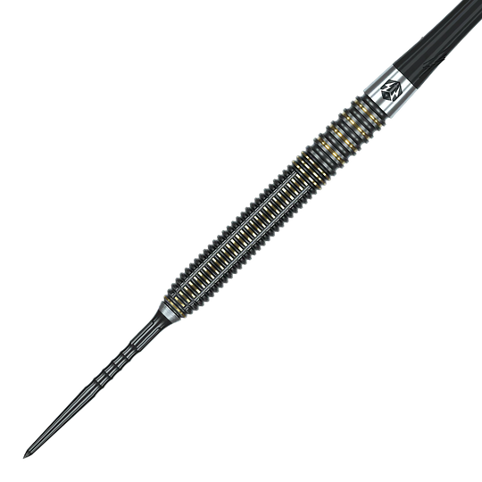 Gezeigt werden Caliburn V-Series V2 Steeldarts. Diese Darts sind für Präzision und gutes Handling bekannt.