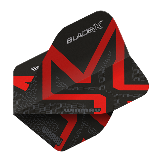 Winmau Prism Delta Blade X Metallic Red No2 Standard Flights Hier sieht man den Winmau Prism Delta Blade X Metallic Red No2 Standard Flight. Das Produkt ist rot und wird für Dartpfeile verwendet.