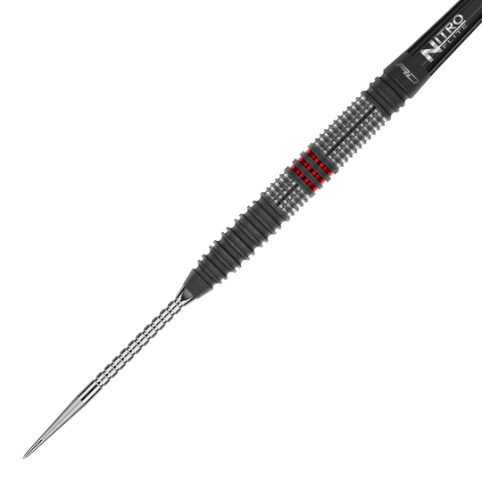 Das Bild zeigt die Red Dragon Jonny Clayton Hireath Switch Point Steeldarts. Sie sind speziell für Präzision und Spielkomfort konzipiert.