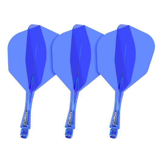 Winmau Fusion Flight Shaft System No6 Blue Gezeigt wird ein Artikel mit dem Dateinamen 8836_Winmau_Fusion_Flight_Shaft_System_No6_Blau_22mm_1Set. Das Bild stellt wahrscheinlich ein blaues Dartzubehör-Set dar.