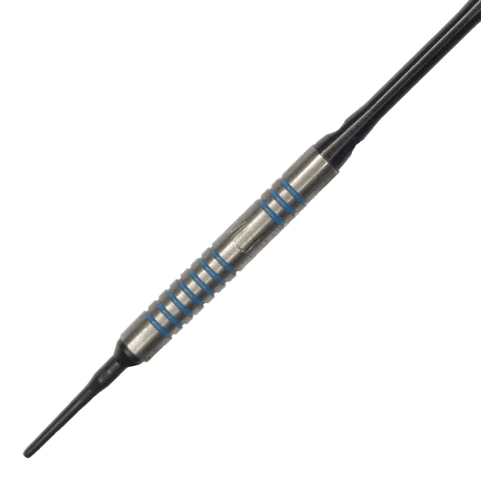 McDart 85 Tungsten V1 soft darts - 17g Der McDart 85er Tungsten V1 Softdart wiegt 17 Gramm und hat ein silbernes Barrel mit blauen Rillen. Die Spitze ist aus Kunststoff und eignet sich für elektronische Dartscheiben.