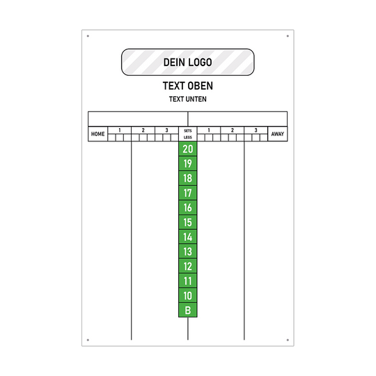 INSCORE4_Scoreboard_mit_Wunschdruck_40x60cm_Gr-n_3 Scoreboard mit Wunschdruck und deutlichen Aufdruck. Das Board ist rechteckig und stabil gestaltet.