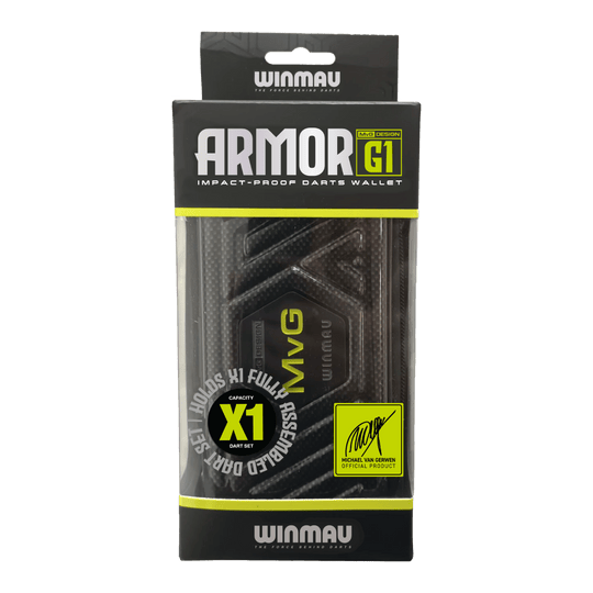 Winmau Armor G1 Michael Van Gerwen dart wallet Das Bild zeigt das Produkt Winmau Armor G1 Michael Van Gerwen Dartwallet. Die Darttasche ist speziell für Dartsportler konzipiert.