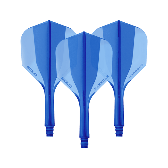 Harrows Solo No6 Flight Shaft System - Blue Das Bild zeigt ein Harrows Solo No6 Flight Shaft System in Blau, 20mm, als Set. Es handelt sich um Zubehör für Dartpfeile.