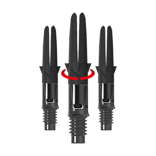 L-L-Style-Shaft Carbon Silent Straight - Black Das Bild zeigt einen schwarzen L-Style Carbon Silent Straight Dart-Schaft ohne Kappen in 26mm Länge als Symbol. Der Schaft ist als Set hervorzuheben.