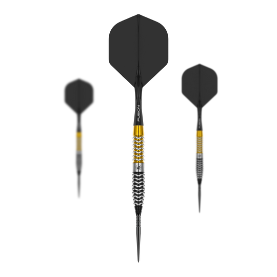 Winmau Exion Torpedo Switch Points Steeldarts Das Bild zeigt ein Set von Winmau Exion Torpedo Switch Points Steeldarts. Es sind mehrere Steeldart-Spitzen abgebildet.