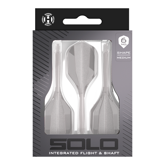 Harrows Solo No6 Flight Shaft System - Clear Harrows Solo No6 Flight-Shaft-System in transparenter Ausführung. Das Produkt ist deutlich und klar auf dem Bild zu erkennen.