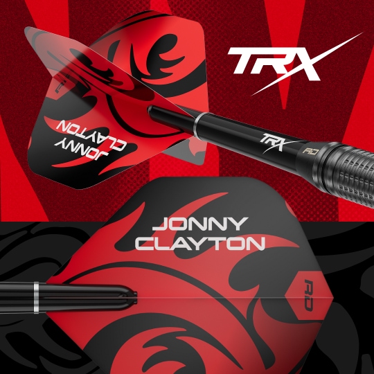 Red Dragon Jonny Clayton Core Brass Steeldarts - 21g Das Foto zeigt die Red Dragon Jonny Clayton Core Brass Steeldarts - 21g. Die Darts liegen auf einer ebenen Fläche.
