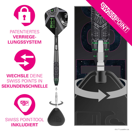 Target Star Wars Tie Fighter Swiss Point Steel Darts Target Star Wars Tie Fighter Swiss Point Steeldarts ist auf dem Bild zu sehen. Es handelt sich um Steeldarts, inspiriert von Star Wars.