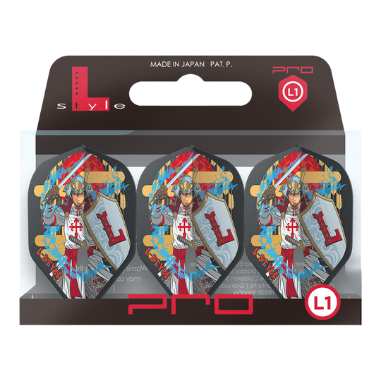 L-Style Robert Marijanovic V3 Black L1PRO Flights Zwei L-Style Robert Marijanovic V3 Black L1PRO Flights sind nebeneinander platziert. Die schwarze Struktur und die Form fallen ins Auge.