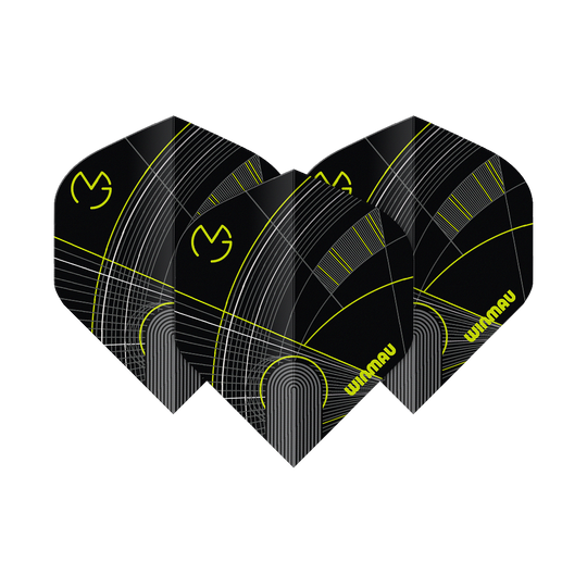 Winmau Prism Delta MvG Black Green No2 Standard Flights Das Bild zeigt die Winmau Prism Delta MvG Black Green No2 Standard Flights. Diese Flights sind in Schwarz und Grün gehalten und für Darts geeignet.