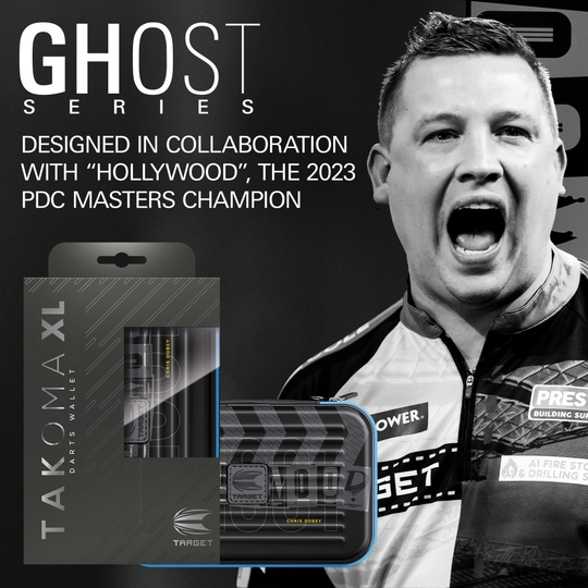 Takoma XL Ghost Series Chris Dobey dart case Das Bild zeigt das Takoma XL Ghost Series Chris Dobey Dartcase. Das Dartcase schützt Dartzubehör vor Beschädigungen.