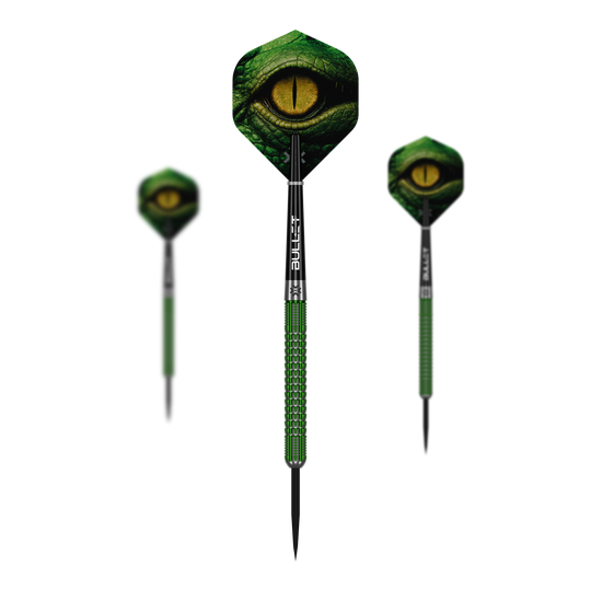 Bullet Gator steel darts Abgebildet sind die Bullet Gator Steeldarts in einem Set. Die Darts sind für das Spiel mit Stahlspitzen geeignet.