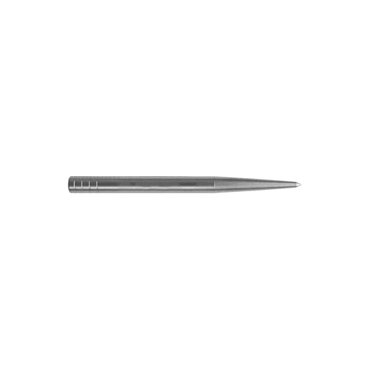 Condor Beak Point Without Cut dart tips Das Bild zeigt eine silberne Dartspitze, die lang und schmal ist. Sie hat keine zusätzlichen Schnitte und misst 32 mm in der Länge.